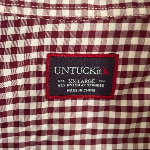 UNTUCKit Men's Burgundy Checkered Shirt - Picture 2 of 3